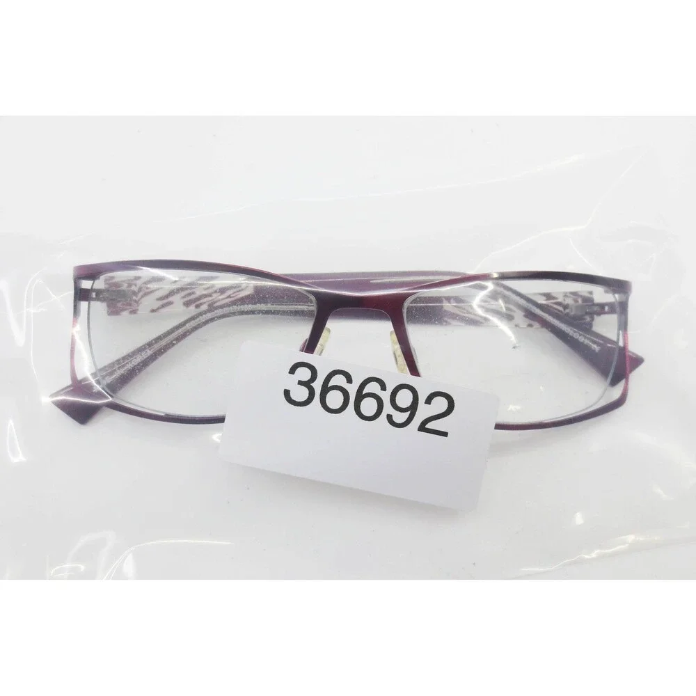 EasyClip EC 289 Burgundy Rectangular Eyeglass Frames 52-17-135 Patterned Temples